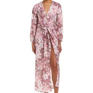 Alexia Admor Pink Floral Wrap Maxi Dress